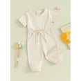 thumbnail image 2 of Bagilaanoe Toddler Baby Girl Boys Jumpsuit Short Sleeve Bodysuit 3M 6M 12M 18M 24M 3T Kids Casual One Piece Romper, 2 of 8