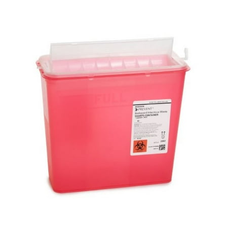 Sharps Horizontal Entry Locking Cabinet - Prevent 2-Piece Horizontal Entry Lid Sharps Container 2262, 10.75H x 10.5W x 4.75D Inch, 5 Quart, 1 Each, Red