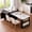 Black, variant on Kitchen Island with Storage and Seating, Extendable Dining Table for 4-6, Large Kitchen Island with Drawers, Cabinet and Shelves, Built-in Power Outlet, Faux Marble Top (Black)