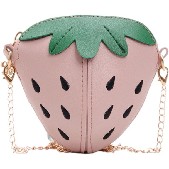 Cute Strawberry Crossbody Bags Simple Coin Bag Lovely Strawberry Shaped Shoulder Bag