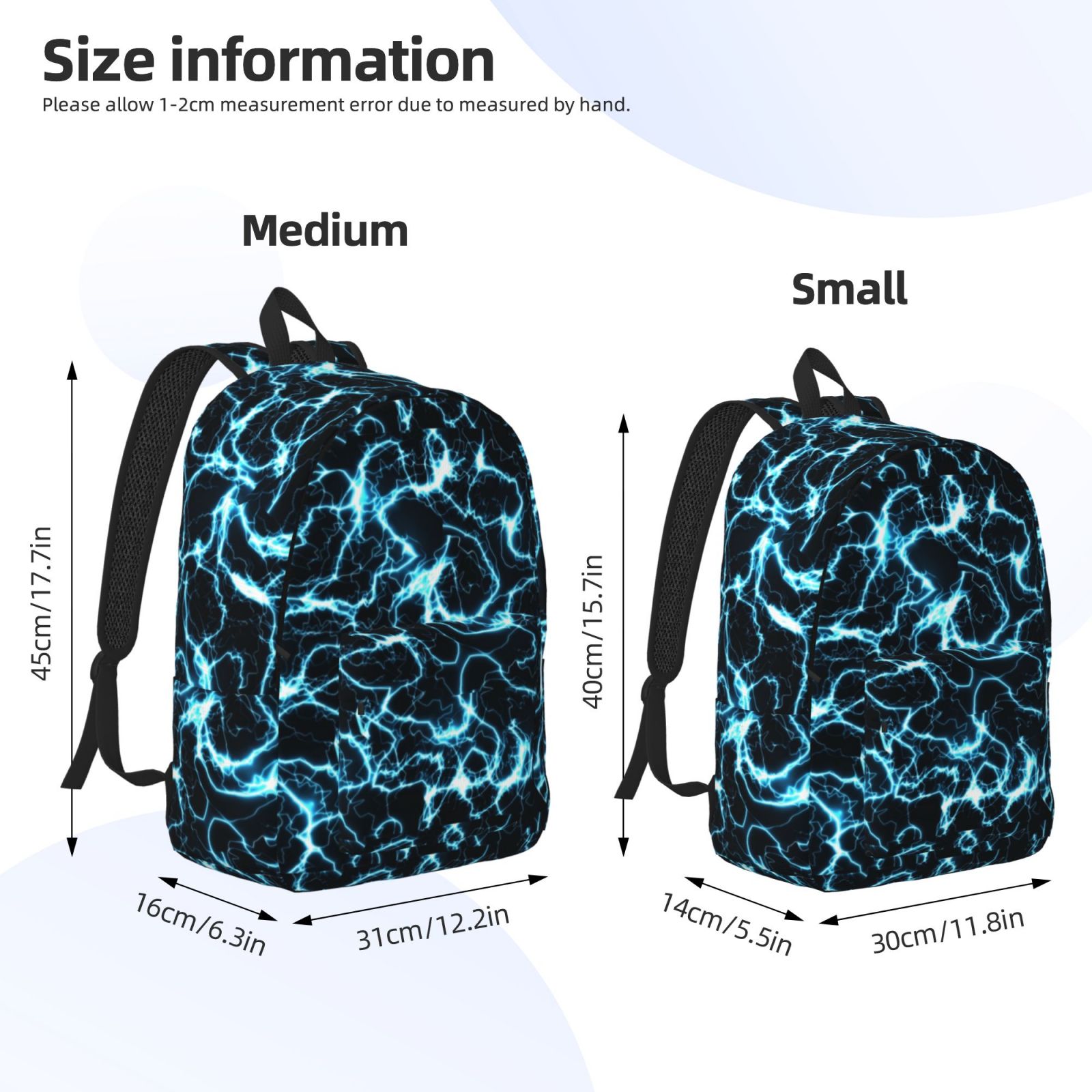 Rateoe Lightning Pattern Canvas College Laptop Backpack,Travel Daypack,Durable Rucksack Travel Notebook Bag School Backpack Book Bag for Men Women-Medium