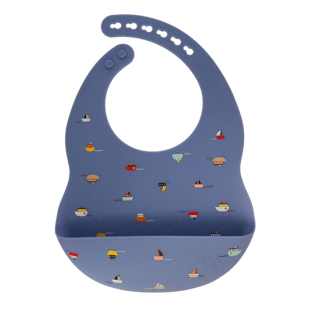 Kushies Silibib- bavoir en silicone - Sailor Blue