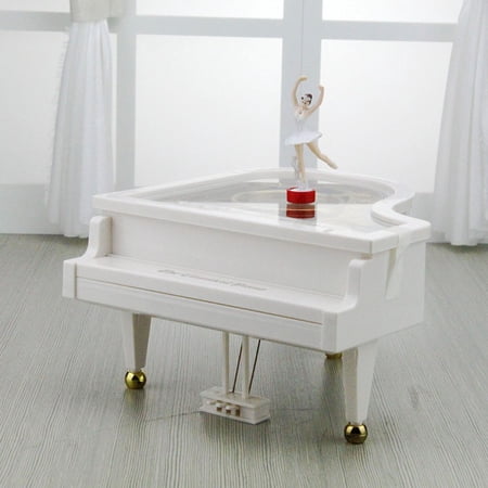 Luxshiny White Piano Shaped Music Box Decorative Collectible Made of ABS Plastic 1 Piece