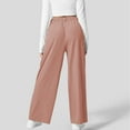 thumbnail image 4 of Jxximdong Palazzo Pants for Women, Elegant Loose Wide Leg Pants Plain Lightweight Stretchy Casual Trousers with Pockets, Pink Womens Casual Trousers, 4 of 7