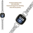 thumbnail image 4 of REQO Metal Bands Compatible with Fitbit Sense 2/Sense/Versa 4/Versa 3 Bands, Adjustable Classic Stainless Steel Bands Diamond Rhinestone Links Bracelet Band for Man&Women, 4 of 7