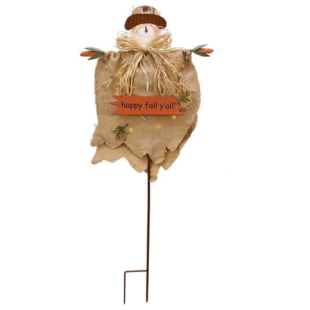 Scarecrow Fall Decor - 39.4" Garden Stake with LED Light, Happy Fall Y'all Sign