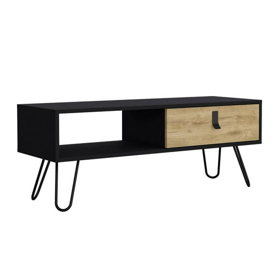 Depot E-Shop Mosby Coffee Table with Modern Hairpin Legs Design and Drawer