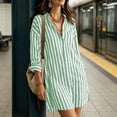 thumbnail image 7 of Lutiedan Womens Button Down Shirt Dresses Long Sleeve Collared V Neck Striped Dress Summer Side Split Casual Mini Dress, 7 of 7