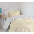 thumbnail image 4 of Ambesonne Ivory Quilted Bedspread Set 2 Pcs, Science Molecule Motif, Twin Size, Cream White, 4 of 6