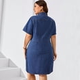 thumbnail image 5 of Plus Size Denim Shirt Dress Short Sleeve Button Down Midi Dress With Pockets for Spring Summer, 5 of 6