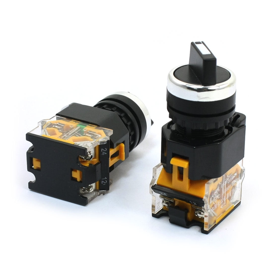 380V 10A DPST 4 Screw Terminals 2 Position Rotary Selector Switch 2Pcs