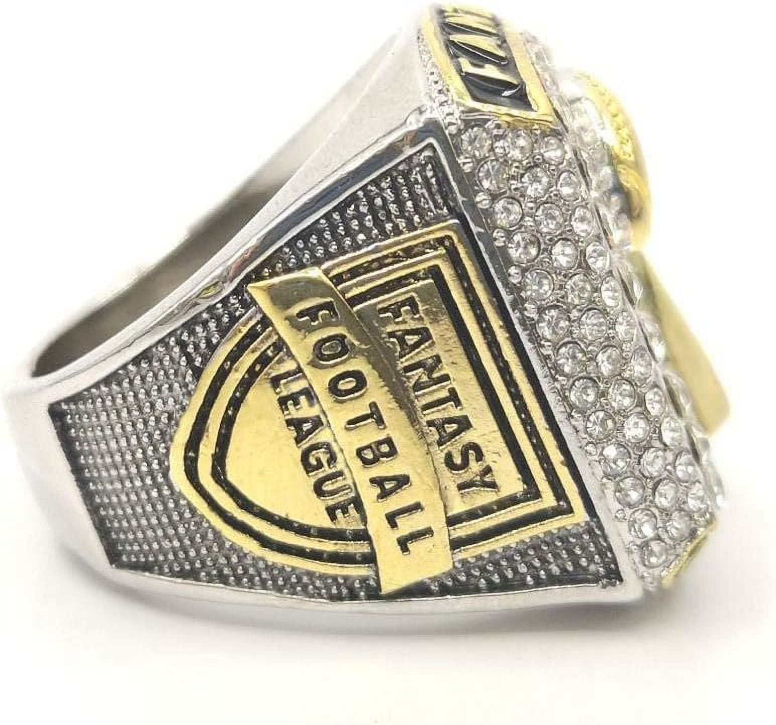 Fantasy Football Championship Silver Gold Bicolor Rings Trophies with Display Box