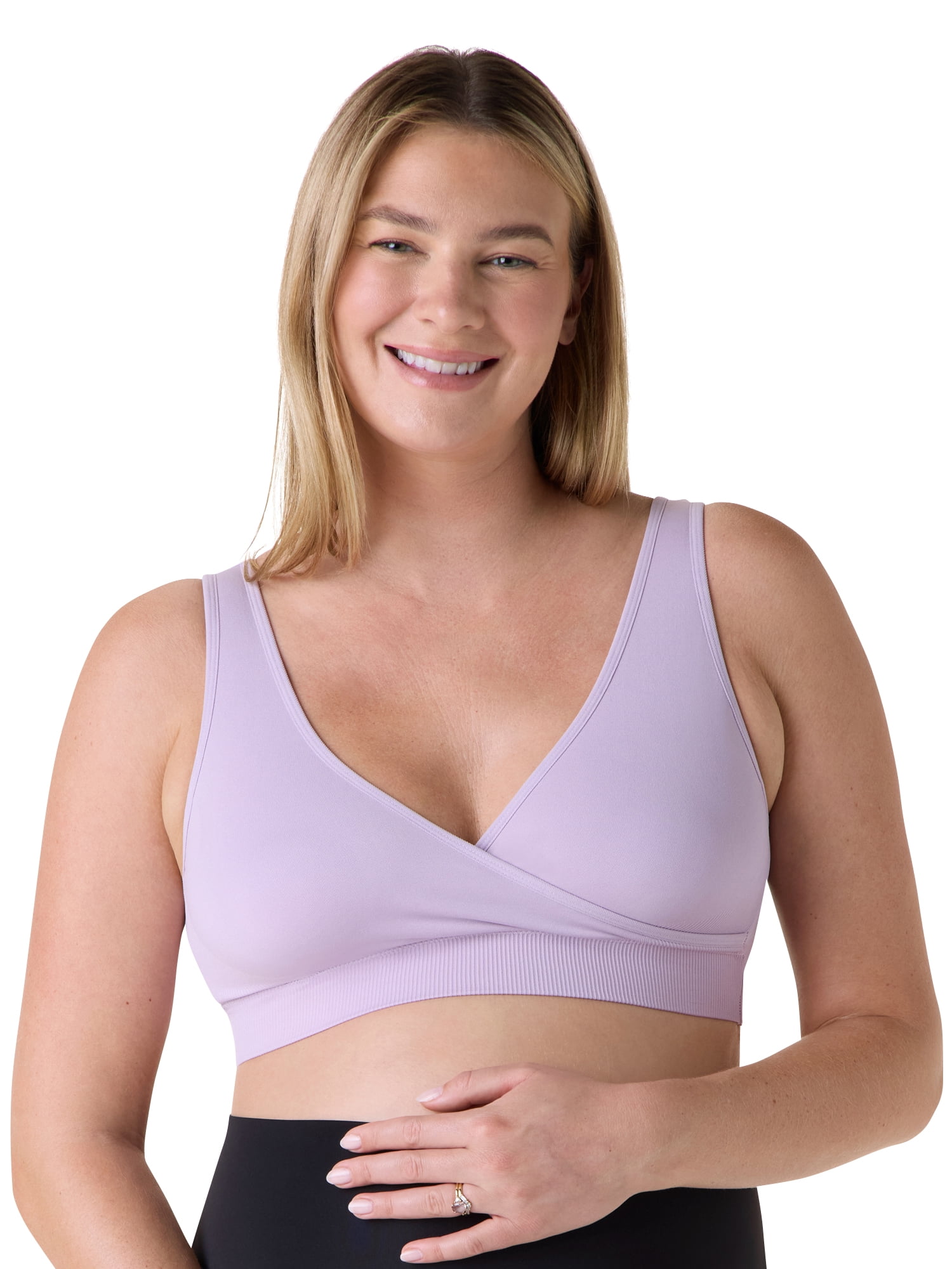 Ingrid & Isabel For Every Belly Women's Maternity & Nursing Seamless Crossover Bra, 2-Pack, SizesXS-4XL