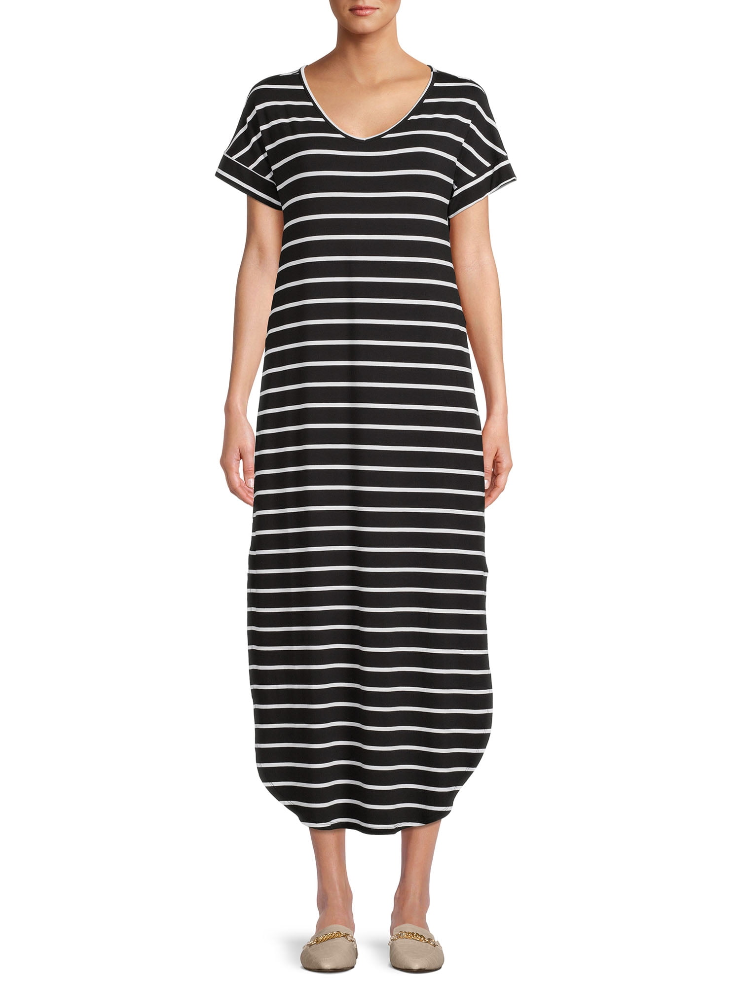 Time and Tru Women's Maxi Dress with Short Sleeves
