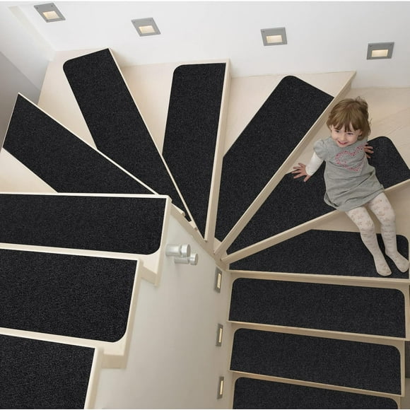 YQHWQ 15pcs Anti-slip Stair Treads Carpet 8x30 Inch Suitable for Elderly Wooden Steps Self-adhesive Stair Treads Indoor Safety Stair Steps Anti-slip Stair Treads