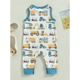 thumbnail image 3 of Baby Boys Jumpsuit, Sleeveless Crew Neck Engineering Car Print Summer Romper for Casual Daily, 3 of 6
