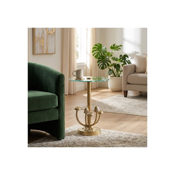Modern  End Side Table Accent Stand for Room, Home, Living Room, and Bedroom - Decorative Drink Table for Everyday Use - Night Stand or Bedside for Small Spaces - 20", Gold & Metallic