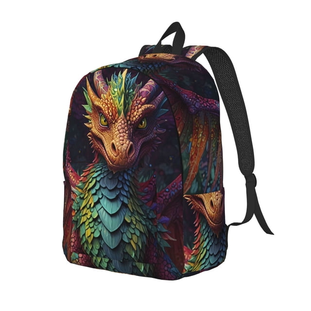 Fotbe Whimsical Dragon Color Cool Mochila de Lona con Estampado, Mochila Duradera, Mochila Versátil de Alta Calidad, Mochila Compacta Vintage-Medium