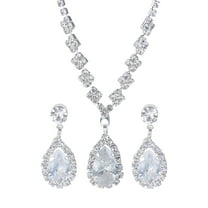Earrings for Women Women's Rhinestone Earrings Water Drop Necklace Earrings Set Accessories