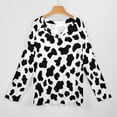 thumbnail image 3 of LYWC Vivid Cowhide Pattern - 1221 Long Sleeve Shirts For Women Oversized Tshirts Tops Tees Fall T-Shirts V Neck, 3 of 7
