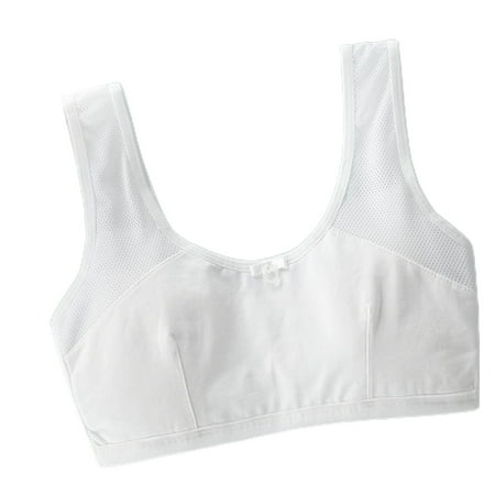 

Puberty Girls Mesh Wide Straps Training Bra Sweet Bowknot Heart Pendant Sports Underwear Wire-Free Non-Padded Cotton Crop Top Vest