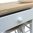 thumbnail image 7 of Foldable Dining Table Set, Kitchen Island Drop-Leaf Breakfast Cart with 2 Stools and 2 Drawers, Solid Wood Rolling Kitchen Cart with Hand Pushing Handle for Dining Room Home, White+Natural, 7 of 7