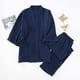 thumbnail image 1 of Pijamas de algodón para hombres y mujeres, albornoces sueltos de talla grande, Kimono con cuello en V, Pijama para Mujer, ropa de dormir de tres cuartos, ropa de dormir para parejas--, 1 of 1
