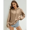 thumbnail image 4 of Womens Oversized Hoodie Fashion Sweatshirt Casual Loose Pullover Hoodies with Drawstring Long Sleeve Outerwear for Daily Wear Light Exercise, Khaki, 2XL, 4 of 9