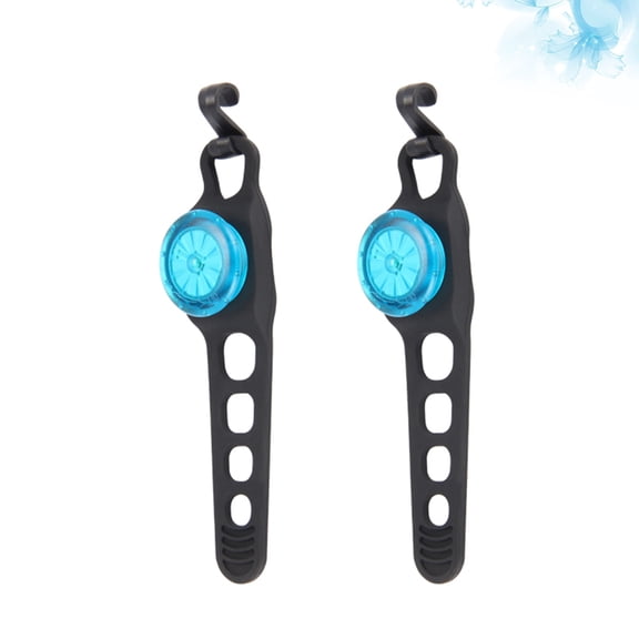 LEORX 2Pcs Night Cycling Emergency Light Waterproof Taillight Blue Square Plastic Silicone 11.8X0.9X0.6in