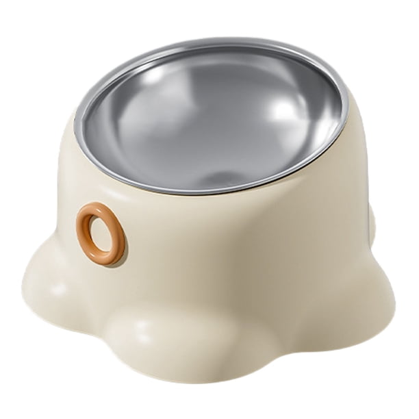 Pet Cat Feeding Bowl Diseño con Base Resistente Base Pesada Plato Elevado para Interior y Exterior Único Tazón para Gato Tazones de Acero Inoxidable Cuello Elevado