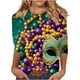 thumbnail image 2 of Ounisa 2025 Womens 3/4 Sleeve Tops Mardi Gras Costumes Fashion Round Neck Color Printed Blouse, 2 of 6