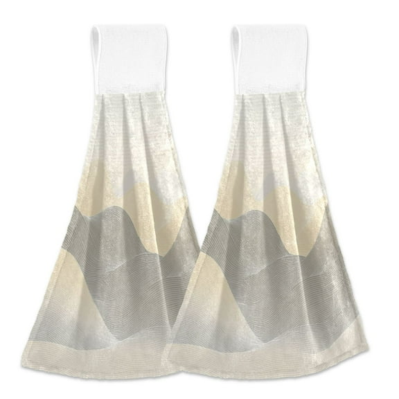 2pcs Kitchen Hanging Towels Bathroom Hanging Towels Velcro Soft Hand Towel Absorbent Tie Towels for Kitchen Toilet Tea Bar Washcloth Decor Light Gray Mountains