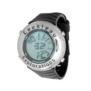 Cousteau Exploration Men's Digital Black Rubber Strap Watch