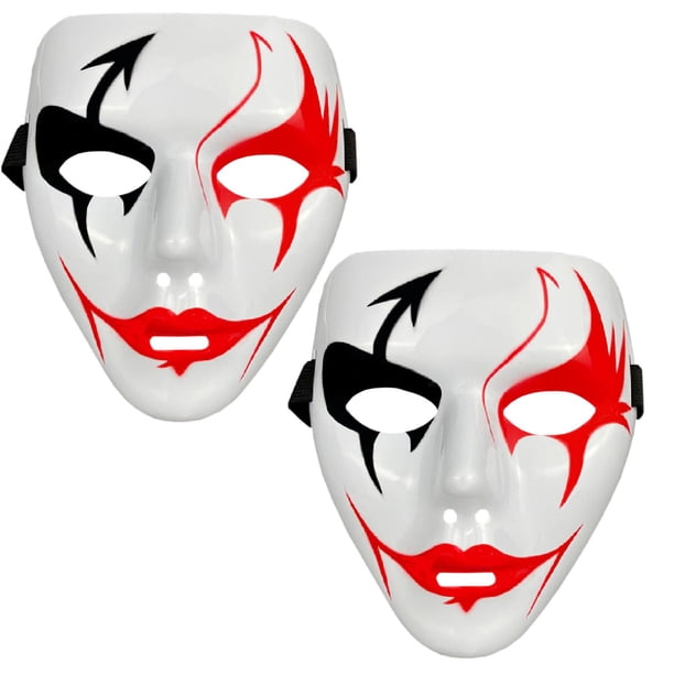 Disfraz para Halloween de Demonio DevilMasc 2 pzas. 18x16x4 cm Plástico PVC Blanca con Negro y Rojo Máscara Demoniaca.