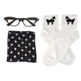 thumbnail image 5 of Hip Hop 50's Shop 1950s Adult 4 Piece Poodle Skirt Costume Outfit for Women with Accessories (glasses, socks, scarf) (XSmall/Small Light Pink Polka Dot), 5 of 7