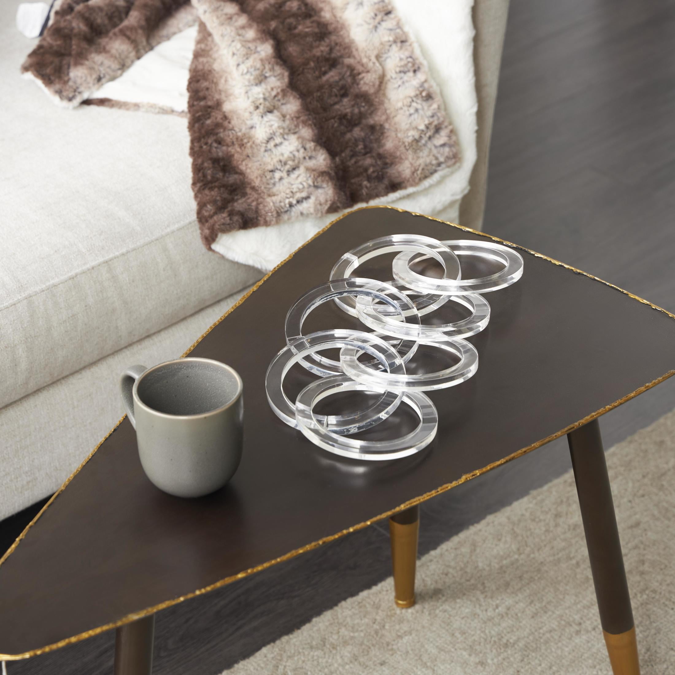 21" x 5" Clear Acrylic Plastic Circular 7 Link Chain Sculpture, by DecMode