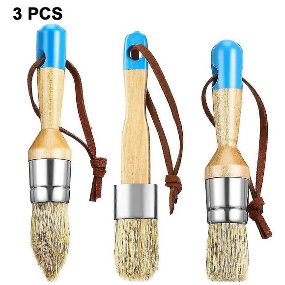 3 Pieces Chalk And Wax Paint Brushes Bristle Stencil Brushes For Wood Furniture Home Decor,round Chalked Paint Brushes