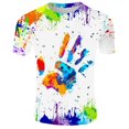 thumbnail image 1 of Men‘S New Summer T-Shirt With  Neck Short Sleeve Blue Flame 3D Printed Top, 1 of 3
