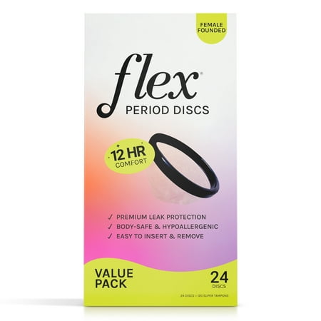 Flex Period Discs, One-Time-Use Menstrual Discs, Body-Safe & Non-Toxic, 12-Hour Wear, 24 Count ‼️missing packs‼️
