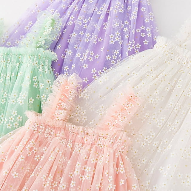 LEEy-world Vêtements de Princesse pour Petites Filles, Robe Sans Manches à Imprimés Unis, Nœud Papillon, Tulle, Robe de Danse, Fête, Rose