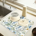 thumbnail image 2 of Yayeee Dish Drying Mat for Kitchen Counter 16" x 18" Microfiber Super Absorbent Coffee Decorative Pad, Blue Floral, 2 of 9