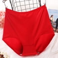 thumbnail image 2 of Lumtrix Cotton Panties for Women High Waisted Full Coverage Stretch Briefs Soft Breathable Underwear Red XL, 2 of 3