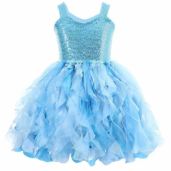 Duryarhall Tutu Dress for Girls Sparkly Sequin Tulle Princess Birthday Party Dress for Toddler Girls Prom Ball Gown, 4-12T