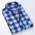 thumbnail image 5 of Aueoeo Men's Casual Short Sleeve Button-Up Striped Plaid Dress Shirts Beach Shirt Daily Work Regular Fits Lightweight Tees, 5 of 5