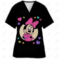 thumbnail image 3 of Uniforme de enfermera de verano con estampado de Mickey Mouse de Disney, ropa de trabajo para dentistas, salones de belleza y tiendas de mascotas, camisetas con cuello en V y bolsillos, 3 of 5