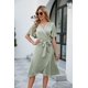 thumbnail image 1 of HH 2023 Summer Women's Satin V-neck Fitted Waist Flare-Sleeve Comfortable Sexy Dress New, 1 of 1
