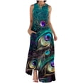 thumbnail image 2 of Kctiaxy Dresses for Women Vintage Printed Sleeveless Maxi Dresses Summer V-Neck A-Line Flowy Floral Dresses Casual Beach Vacation, 2 of 5