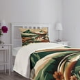 thumbnail image 3 of Ambesonne Lake Quilted Bedspread Set 2 Pcs, Peaceful Meadow Scene Woods, Twin Size, Hunter Green Pale Redwood, 3 of 5