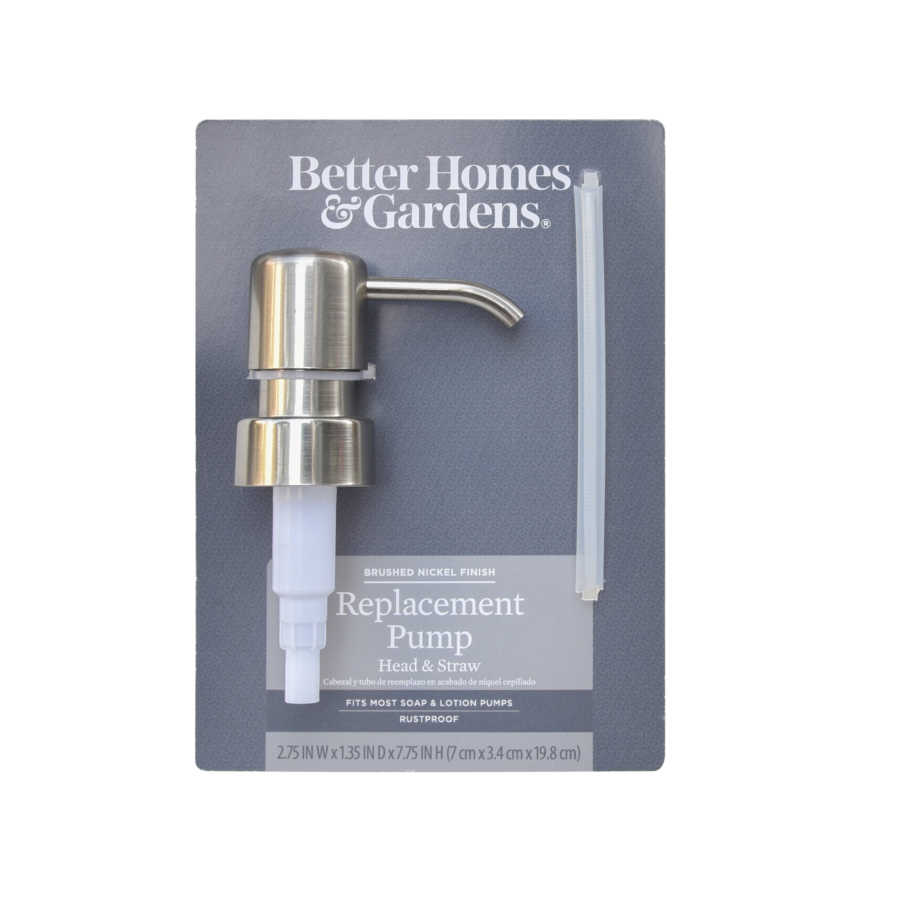 (3 pack) Better Homes & Gardens Plastic Replacement Pump Head, Brushed Nickel