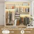 thumbnail image 2 of Aheaplus 8FT Hanging Closet System, 96 inch walk in Closet Organizer System with Hanging Rod, Built-in Clothes Garment Rack with 3 Shelving Towers(Can Be Cut To Fit), Oak, 2 of 8